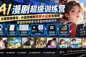 (20491期)AI漫剧超级特训营:从智能体指令、小说改编到即梦小云雀生视频,掌握剪映精修与多题材短剧创作