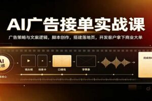 AI广告接单实战：广告策略与文案逻辑，脚本创作，搭建落地页，开发客户拿下商业大单