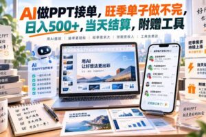 AI做PPT接单,旺季单子做不完,日入500+,当天结算,附赠工具【揭秘】