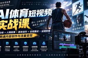 (20515期)AI体育短视频赛道顶级玩法|赛道分析+人物故事+剧本创作+版权处理+运镜剪辑,跑通流量变现-日赚1K+
