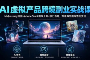(20514期)AI虚拟产品跨境副业实战课|Midjourney绘图+Adobe Stock图库上架+热门选题,跑通海外图库售图变现