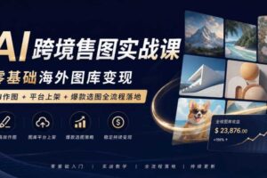 AI跨境售图实战课,零基础海外图库变现,AI作图+平台上架+爆款选图全流程落地