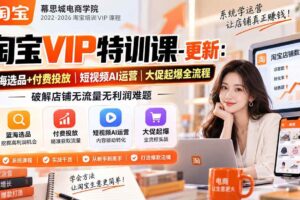 （20522期）淘宝VIP特训课-更新0917：蓝海选品+付费投放｜短视频AI运营｜大促起爆全流程，破解店铺无流量无利润难题