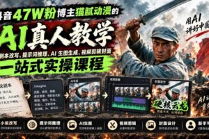 抖音47W粉博主猫腻动漫的AI真人漫剧教学,小说剧本改写、提示词推理、AI生图生成、视频剪辑封面一站式实操课程