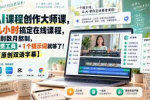 AI课程创作大师课，几小时搞定在线课程，告别数月熬制，免费工具+1个提示词就够了！【原创双语字幕】