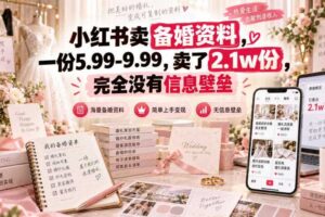 小红书卖备婚资料,一份5.99-9.99,卖了2.1w份,完全没有信息壁垒