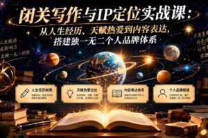 (20634期)闭关写作与IP定位实战课:从人生经历、天赋热爱到内容表达,搭建独一无二个人品牌体系
