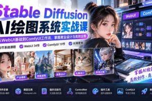 (20678期)Stable Diffusion AI绘图系统实战课:从WebUI基础到ComfyUI工作流,掌握商业设计与高效出图
