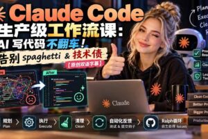 （20739期）Claude Code 生产级工作流课：AI 写代码不翻车！告别 spaghetti & 技术债【原创双语字幕】