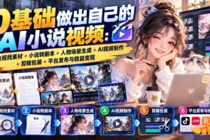 (20741期)0基础做出自己的AI小说视频:合规找素材+小说转剧本+人物场景生成+AI视频制作+剪辑包装+平台发布与收益变现