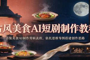 古风美食AI短剧制作教程：古装美食AI制作剪辑流程，依托思维导图搭建创作思路