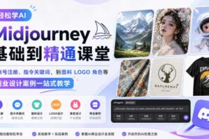 轻松学AI Midjourney基础到精通课堂,从账号注册、指令关键词,到面料LOGO角色等商业设计案例一站式教学