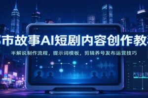 都市故事AI短剧内容创作教程:半解说制作流程,提示词模板,剪辑养号发布运营技巧