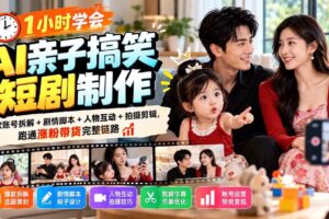 (20807期)1小时学会AI亲子搞笑短剧制作:爆款账号拆解+剧情脚本+人物互动+拍摄剪辑,跑通涨粉带货完整链路