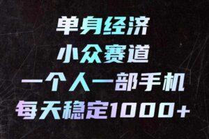 单身经济小众赛道,一个人一部手机,每天稳定1000+,利用下班碎片时间即可【揭秘】