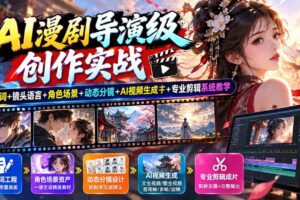 (20814期)AI漫剧导演级创作实战:提示词+镜头语言+角色场景+动态分镜+AI视频生成+专业剪辑系统教学