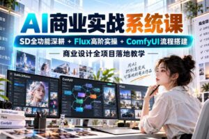 AI商业实战系统课｜SD全功能深耕+Flux高阶实操+Comfyui流程搭建，商业设计全项目落地教学