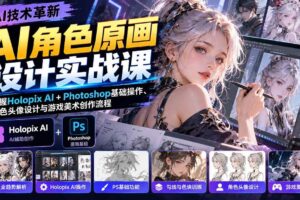 (20837期)AI角色原画设计实战课:掌握Holopix AI+Photoshop基础操作、角色头像设计与游戏美术创作流程