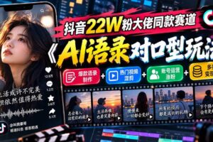 （20990期）抖音22W粉大佬同款赛道《AI语录对口型玩法》：爆款语录制作+热门视频混剪+账号运营涨粉+多渠道变现实操
