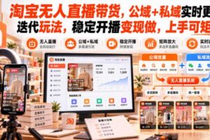 淘宝无人直播带货，公域+私域实时更新迭代玩法，稳定开播变现做，上手可矩阵【揭秘】