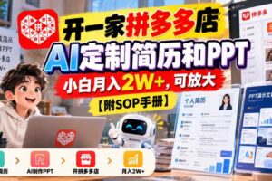 开一家拼多多店，AI定制简历和PPT，小白月入2W+，可放大【附SOP手册】【揭秘】