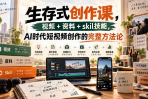 生存式创作课，视频+资料+skil技能，ai时代短视频创作的完整方法论