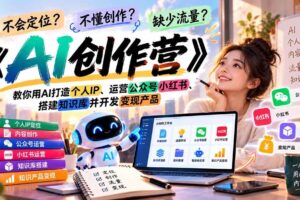 （21088期）不会定位、不懂创作、缺少流量？《AI创作营》教你用AI打造个人IP、运营公众号小红书、搭建知识库并开发变现产品