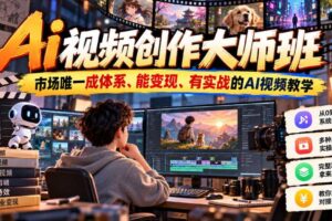 Ai视频创作大师班，市场唯一成体系、能变现、有实战的AI视频教学（更新2026）