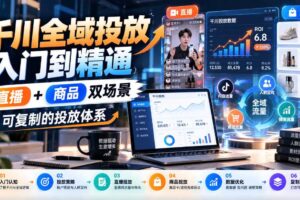 千川全域投放入门到精通，直播+商品双场景，可复制的投放体系