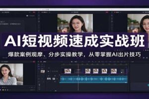 AI短视频速成实战班：爆款案例观摩、分步实操教学，从零掌握AI出片技巧