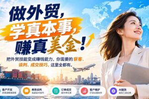 （21106期）做外贸，学真本事，赚真美金！把外贸技能变成赚钱能力，你需要的获客、谈判、成交技巧，这里全都有