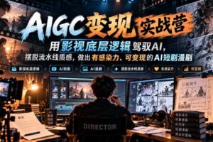 AIGC变现实战营,用影视底层逻辑驾驭AI,摆脱流水线质感,做出有感染力、可变现的AI短剧漫剧
