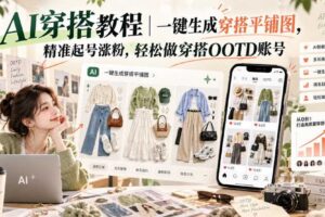 AI穿搭教程｜一键生成穿搭平铺图，精准起号涨粉，轻松做穿搭OOTD账号