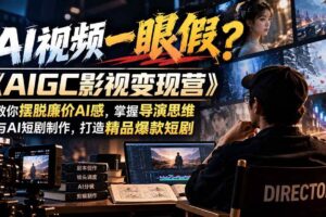 (21133期)【无水印】AI视频一眼假?《AIGC影视变现营》教你摆脱廉价AI感,掌握导演思维与AI短剧制作,打造精品爆款短剧