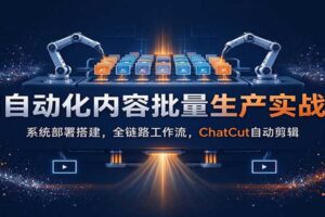 AI自动化内容批量生产实战课：系统部署搭建，全链路工作流，ChatCut自动剪辑
