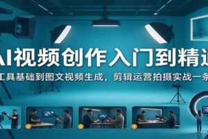 AI视频创作入门到精通:从工具基础到图文视频生成,剪辑运营拍摄实战一条龙