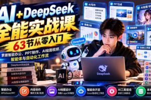 （21141期）AI+DeepSeek全能实战课：63节从零入门，掌握智能办公、PPT制作、AI绘图视频、智能体与自动化工作流