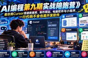 【无水印】《AI编程第九期实战陪跑营》教你用Cursor搭建数据库、制作网站、电脑软件与小程序，一行代码不会也能开发软件