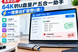 吾爱出品!64K的U盘量产五合一助手,一键查出扩容假U盘!