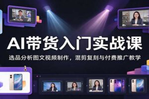 AI带货入门实战课:选品分析图文视频制作,混剪复刻与付费推广教学