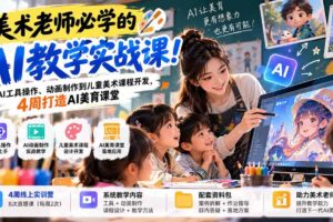 (21165期)美术老师必学的AI教学实战课!从AI工具操作、动画制作到儿童美术课程开发,4周打造AI美育课堂
