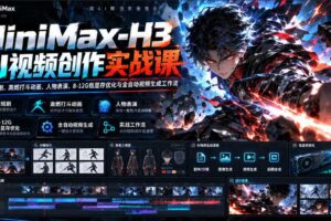 MiniMax-H3 AI视频创作实战课,掌握AI短剧、高燃打斗动画、人物表演、8-12G低显存优化与全自动视频生成工作流