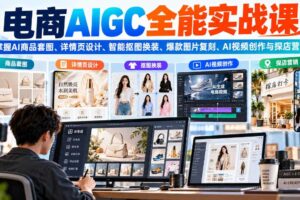 电商AIGC全能实战课:掌握AI商品套图、详情页设计、智能抠图换装、爆款图片复刻、AI视频创作与探店营销