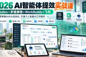 2026 AI智能体提效实战课:Codex+多维表格+WorkBuddy+飞书,从零掌握AI办公自动化,打造个人专属AI工作助手