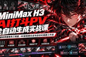 MiniMax H3 AI打斗PV全自动生成实战课:零基础掌握角色三视图、4K级视频生成与自动化跑图工作流