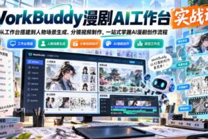 WorkBuddy漫剧AI工作台实战课:从工作台搭建到人物场景生成、分镜视频制作,一站式掌握AI漫剧创作流程