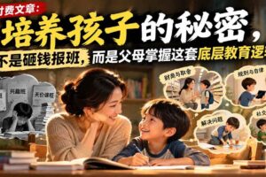 (21179期)付费文章:培养孩子的秘密,不是砸钱报班,而是父母掌握这套底层教育逻辑