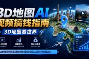 3D地图AI视频搞钱指南,3D地图看世界,AI短视频赛道的流量密码与商业化路径【文档】