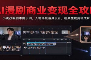 AI漫剧商业变现全攻略:小说改编剧本提示词,人物场景道具设计,视频生成剪辑成片