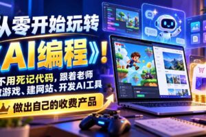 （21210期）从零开始玩转《AI编程》！不用死记代码，跟着老师做游戏、建网站、开发AI工具，最后完成自己的收费产品